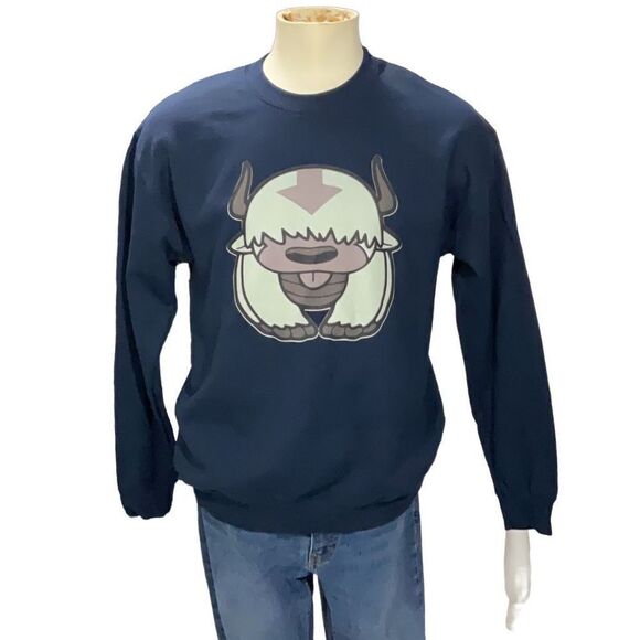 Avatar The Last Airbender Appa Print Mens Anime Sweatshirt Navy Gildan Medium - Picture 1 of 6